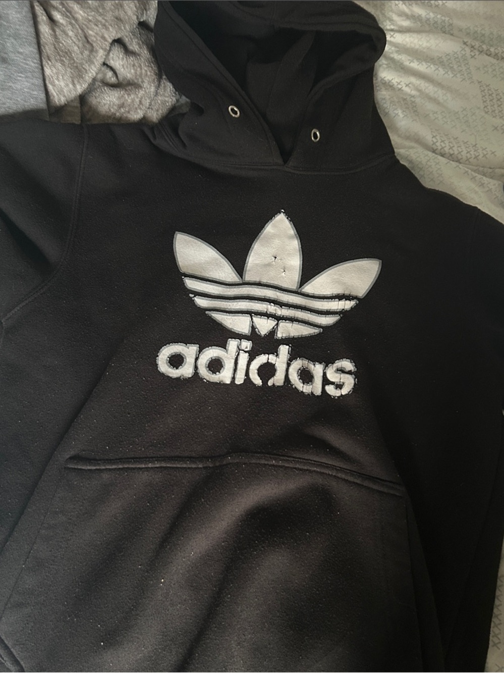 adidas Black Pullover Hoodie with White Trefoil